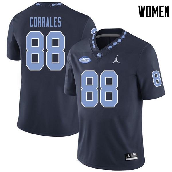 Jordan Brand Women #88 Beau Corrales North Carolina Tar Heels College Football Jerseys Sale-Navy